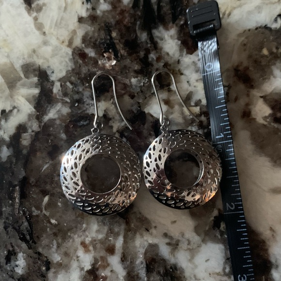 Vintage Stainless Steel Boho Dangle Earrings, Lightweight - Picture 4 of 5